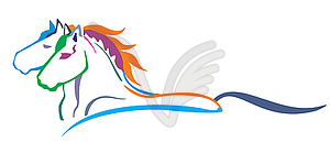 Colorful horses - vector clipart