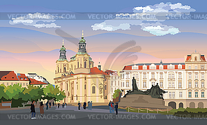 Красочная Прага - векторное графическое изображение