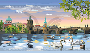 Colorful Prague  - vector clip art