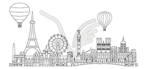 Paris Skyline line art  - vector clip art