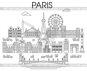 Paris Skyline line art  - vector image