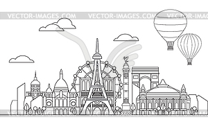 Paris Skyline line art 10 - vector image