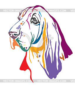 Colorful decorative portrait of Basset Hound - vector image