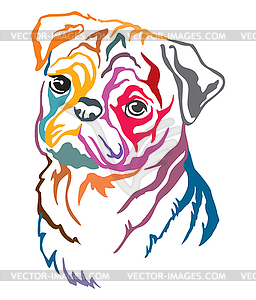 Colorful decorative portrait of Pug dog - vector image