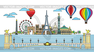 Парижская красочная линия искусства - векторное изображение EPS