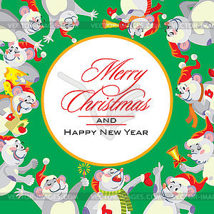 Christmas mousy frame - vector clipart