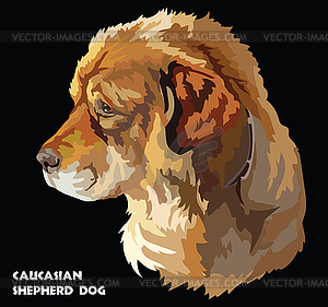 Colorful Caucasian Shepherd Dog portrait - vector clipart / vector image