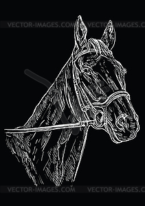 Horse portrait black 22 - vector clipart