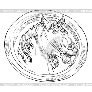 Stone head of horse  - vector clip art