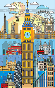 London colorful line art 10 - vector clip art