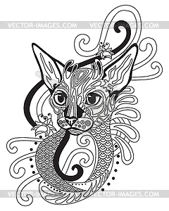 Coloring antistress cat  - vector clip art