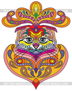 Colorful ornamental cat  - royalty-free vector clipart