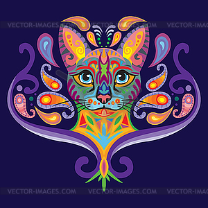 Colorful zentangle cat  - vector image