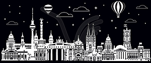 Panoramic Berlin Skyline black - vector clipart