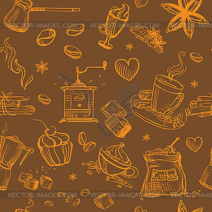 Seamless pattern coffee brown - vector image