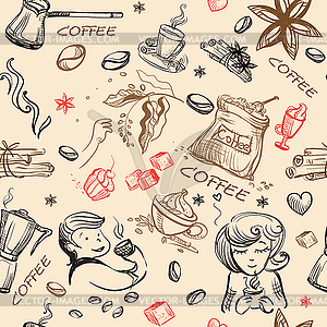 Seamless pattern love coffee - vector image