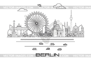 Берлинский горизонт линии искусства - иллюстрация в векторном формате