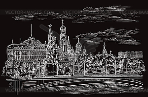 Black hand drawing Moscow  - vector clip art