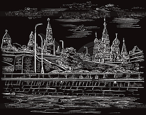 Black hand drawing Moscow  - vector clipart