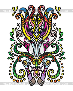 Magic doodle unicorn - vector image