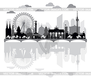 Panoramic Berlin skyline - vector clipart