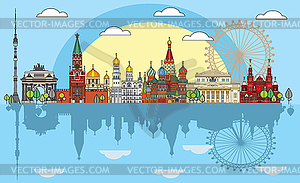 Moscow colorful line art  - vector EPS clipart