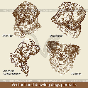 Set of hand drawing dogs - vector clipart