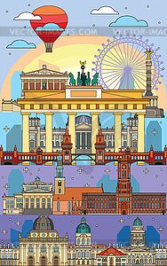 Berlin colorful line art  - vector clipart
