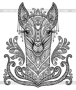 Coloring lama - royalty-free vector clipart