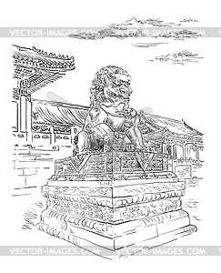 China hand drawing landmark  - vector image