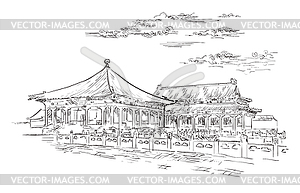 China hand drawing landmark - vector clipart