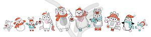 Set of Christmas characters - vector image