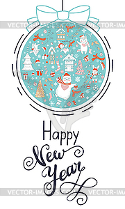 Greeting card, Christmas card turquoise with - royalty-free vector image