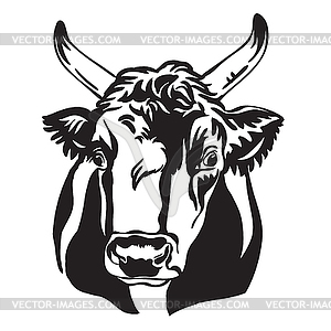 Abstract contour portrait of bull portrait - vector clipart