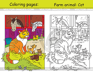 Coloring and color Cat - vector image