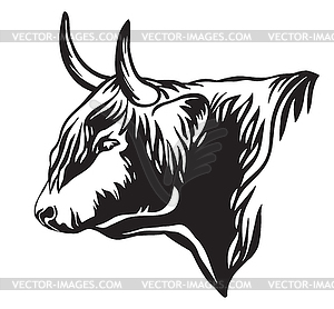 Abstract portrait of bull in profile - vector clip art