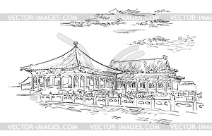 China hand drawing landmark  - vector clipart