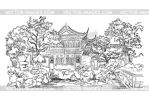 China hand drawing landmark  - vector image