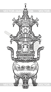 Incense burner in Giant Wild Goose Pagoda - vector clipart