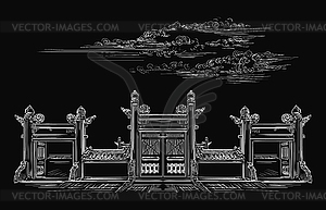 Black China hand drawing landmark  - vector image