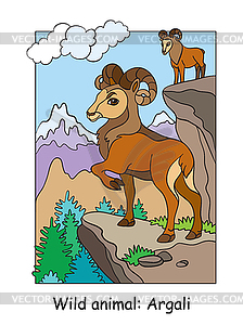 Children colorful argali for coloring - vector image