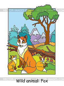 Children colorful fox for coloring - vector EPS clipart