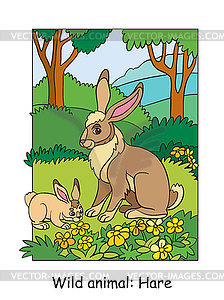 Children colorful hare for coloring - vector clipart