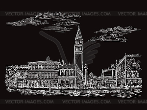 Venice drawing St Marks Square black - vector image