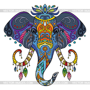 Tangle african elephant colorful - vector clipart