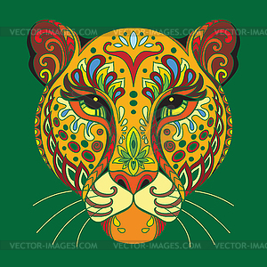 Tangle african leopard colorful green - vector image