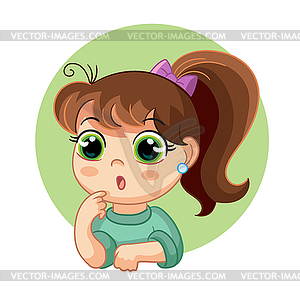 Cartoon scared girl face emotion Royalty Free Vector Image