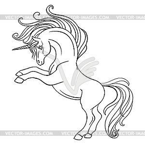 Little unicorn coloring book page - vector image