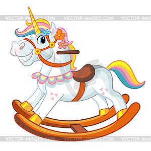 Cute riding rocking horse cartoon - vector image