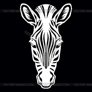 Head of mascot zebra head on black - stock vector clipart